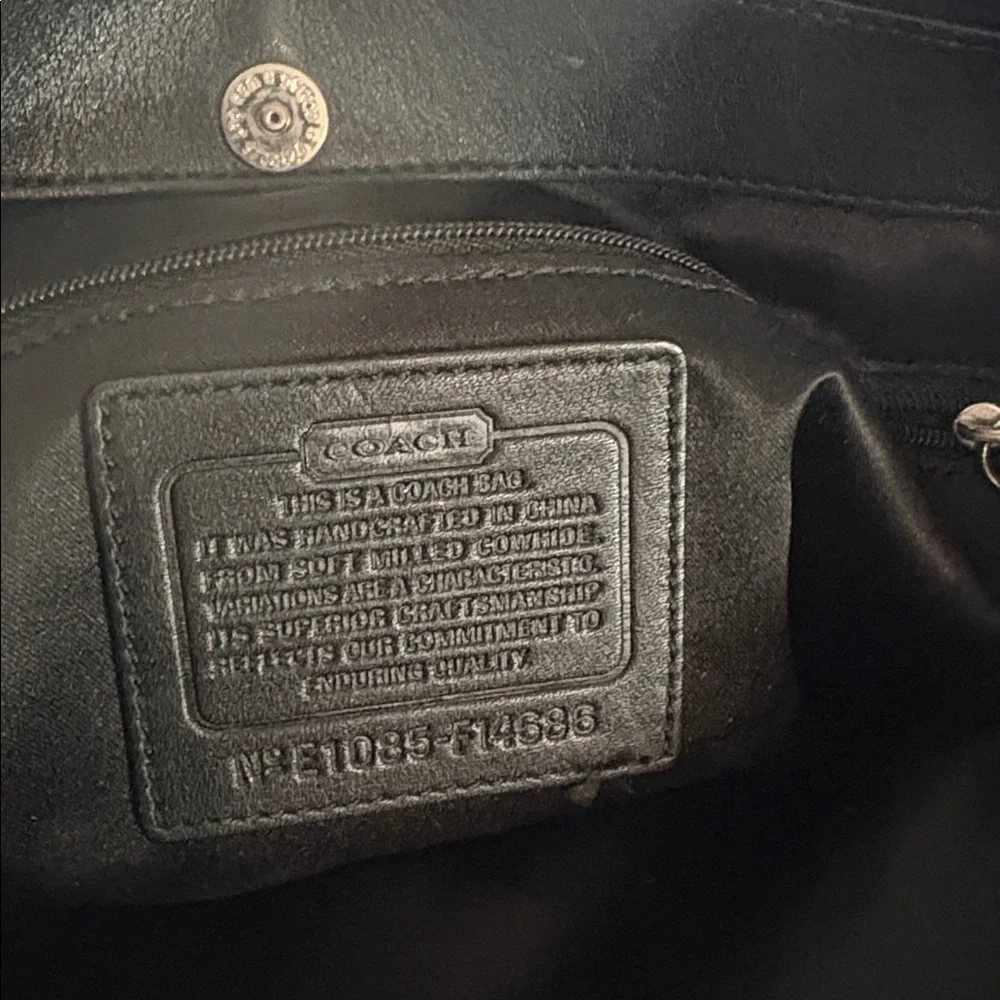 Coach Penelope Black Leather Shoulder Bag with Silver Accents
